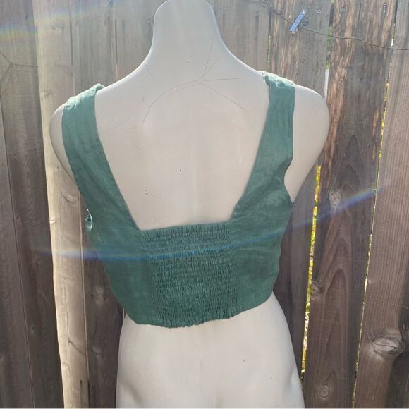 Madewell Gwen Supercrop Linen Tank in Trellis Green size 6 - Picture 5 of 13